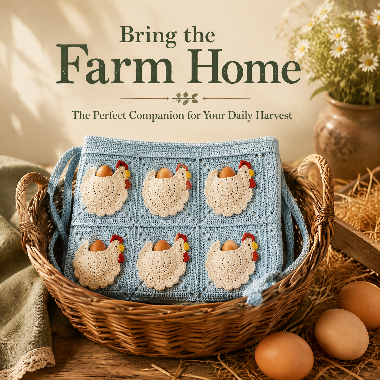 🐔Handmade Crochet Hen Egg Collecting Apron🥚🎁