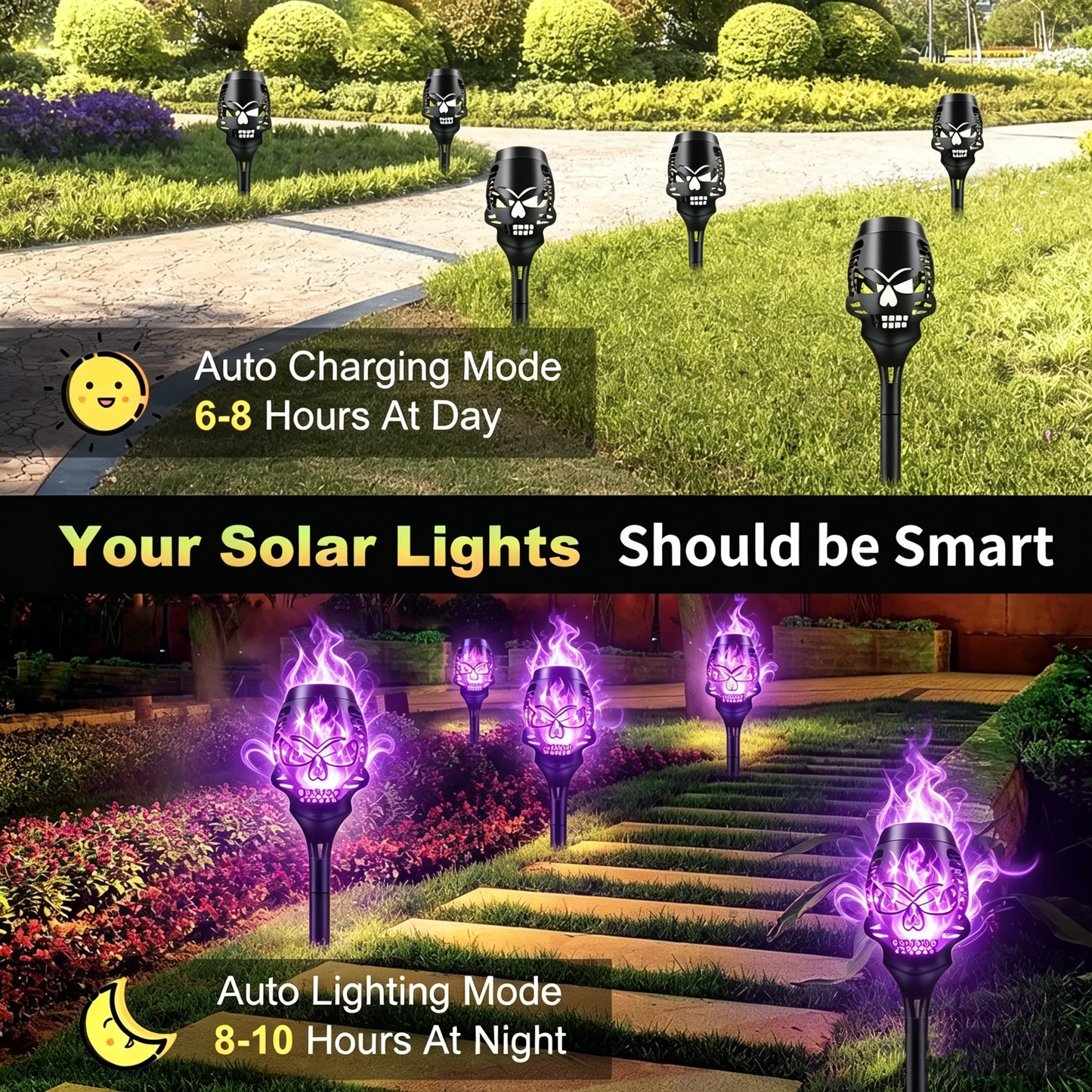 🔥Halloween Early Bird Special Sale 🔥 Halloween Solar Skull Flame Lights💀