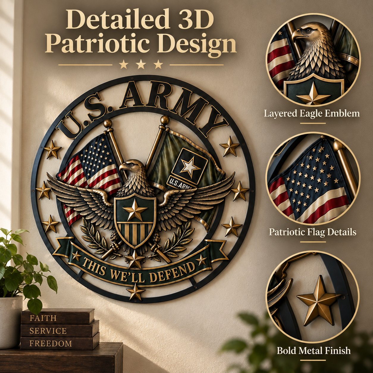 🇺🇸 U.S. Army Tribute Wall Decor