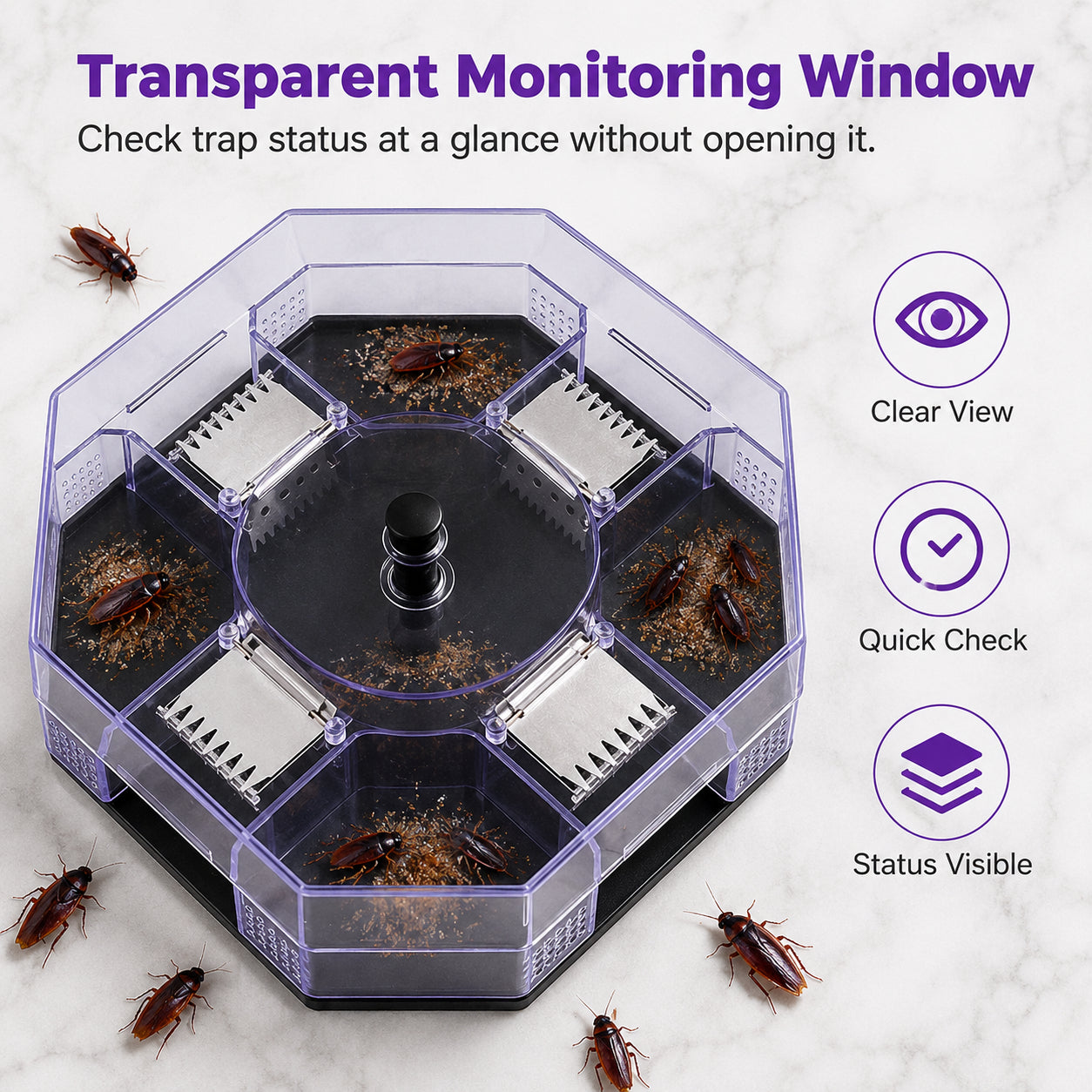 Reusable Roach Trap with One-Way Entry Doors