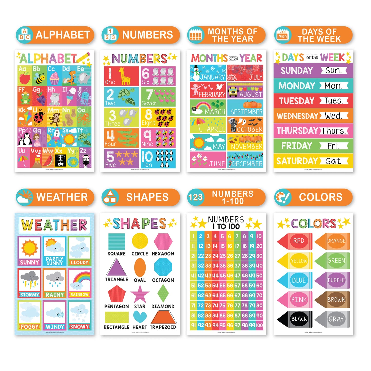 🏫BACK-TO-SCHOOL SALE: COLORFUL EDUCATIONAL POSTERS — SET OF 15!🏫