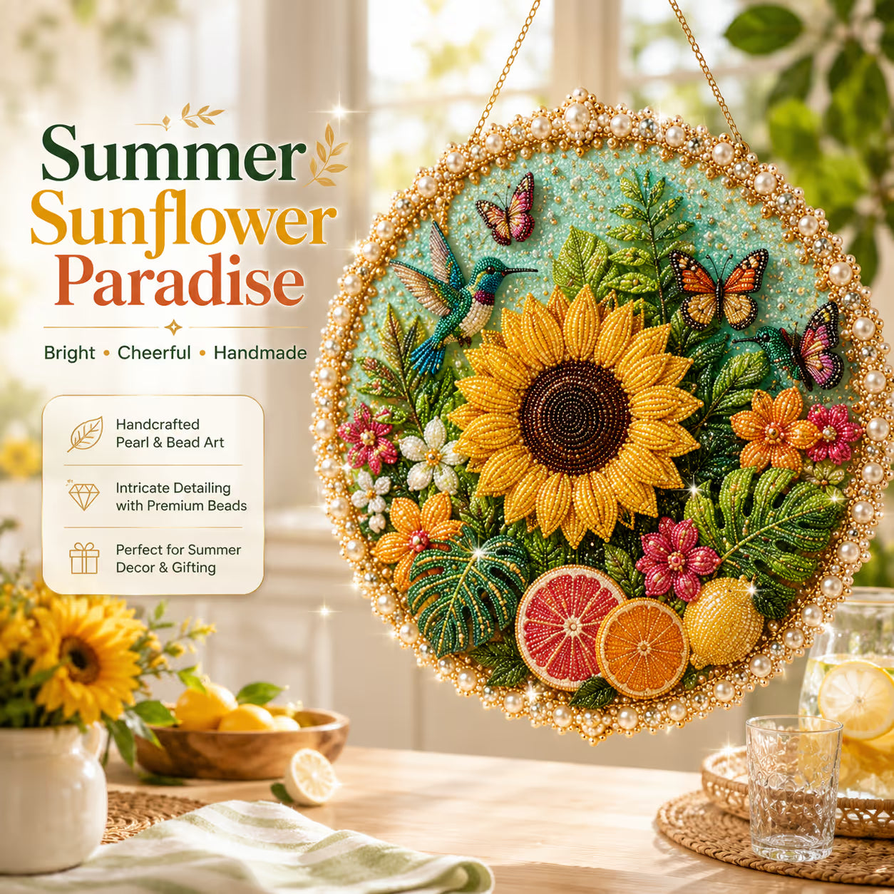 🌸🌻🍂🎄✨ Four Seasons & Holiday Pearl Art Hanging Wreath Kit