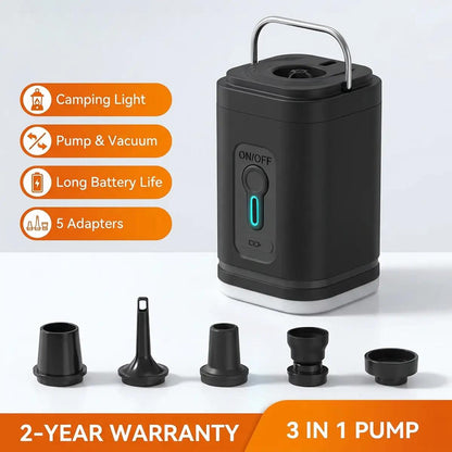 3-in-1 Rechargeable Mini Air Pump – Electric Inflator for Air Mattresses, Pool Floats & Vacuum Bags