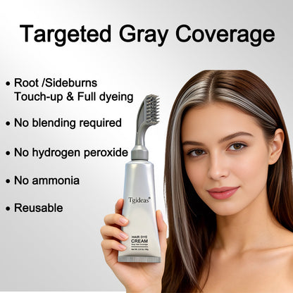 Comb - In Hair Dye Cream for Gray Coverage -Natural Black & Dark Brown