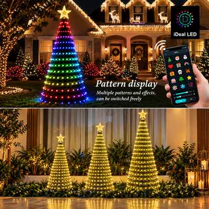 🎄 Smart RGB Christmas Tree Waterfall Lights | DIY Patterns, Music Sync & App Control