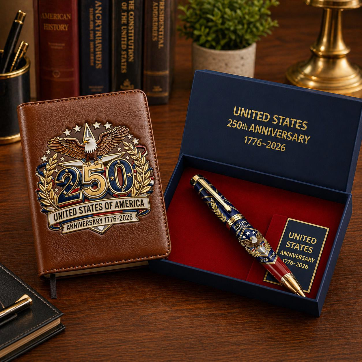 USA 250th Anniversary Ballpoint Pen+Commemorative Freedom Notebook 📖