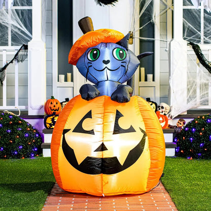🐱HALLOWEEN FLASH SALE: 5FT INFLATABLE CAT ON PUMPKIN — THE ULTIMATE YARD DECORATION!🐱