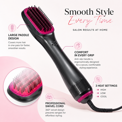 One-Step Hair Dryer and Styling Brush for Smooth Straight Hair