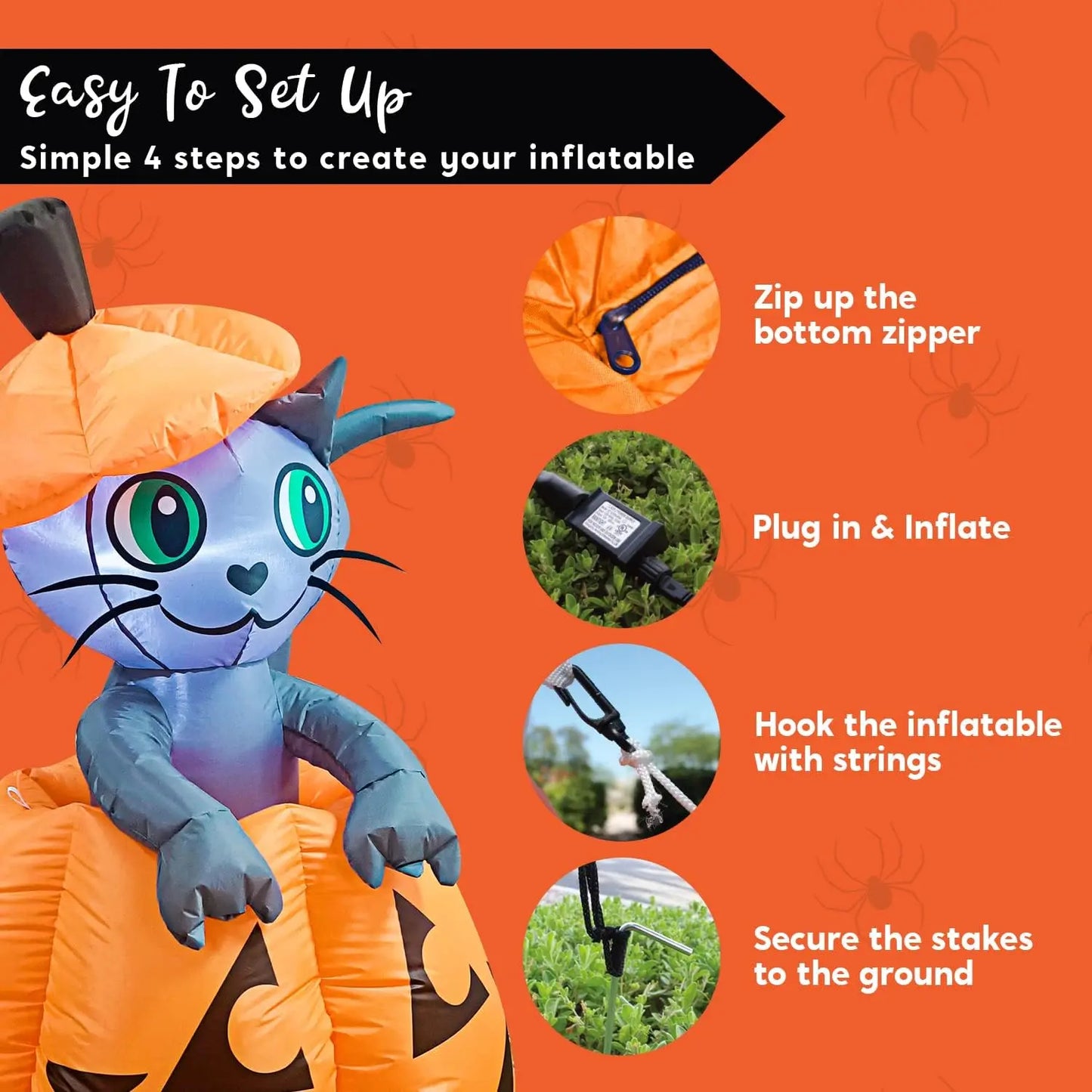 🐱HALLOWEEN FLASH SALE: 5FT INFLATABLE CAT ON PUMPKIN — THE ULTIMATE YARD DECORATION!🐱
