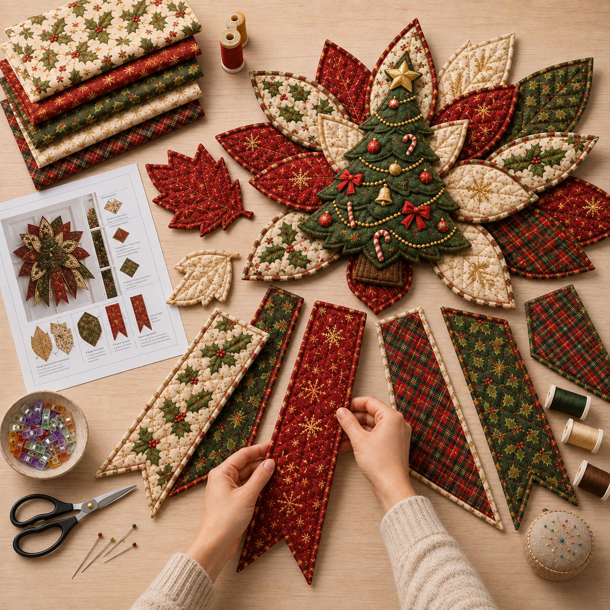 🎉 Holiday Celebration 🎄 – Festive Quilted Christmas Door Hanging DIY Sewing Kit