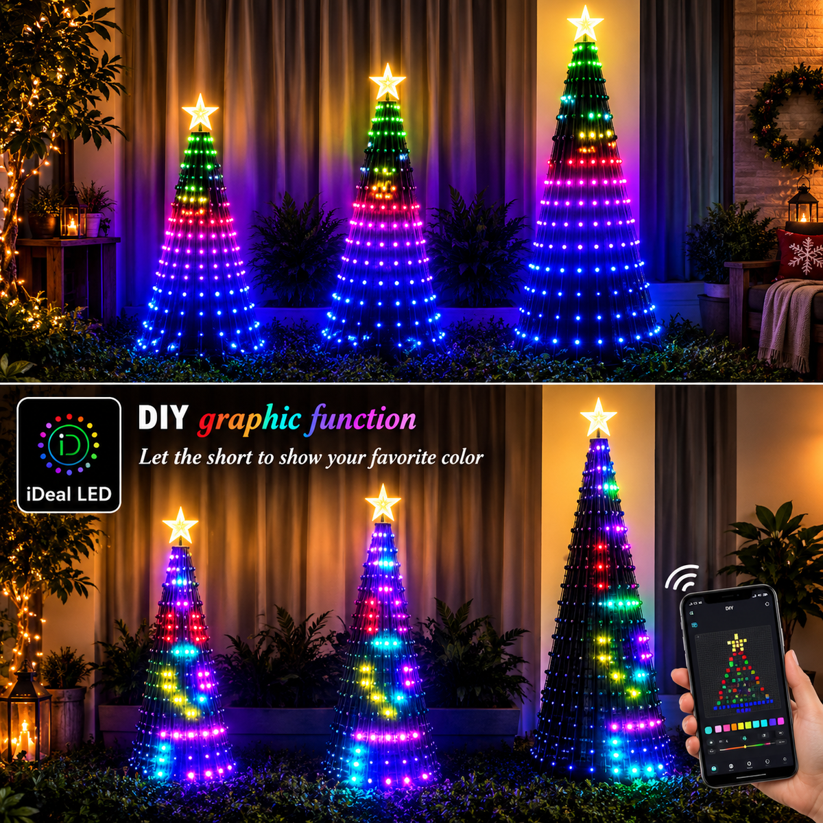 🎄 Smart RGB Christmas Tree Waterfall Lights | DIY Patterns, Music Sync & App Control