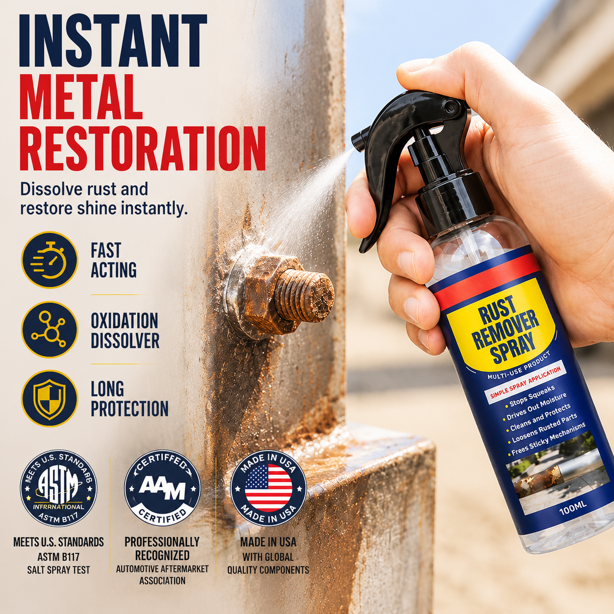 🔥Limited Time Promotion 70% OFF🔥-Multi-Purpose Rust Remover Spray & Lubricant
