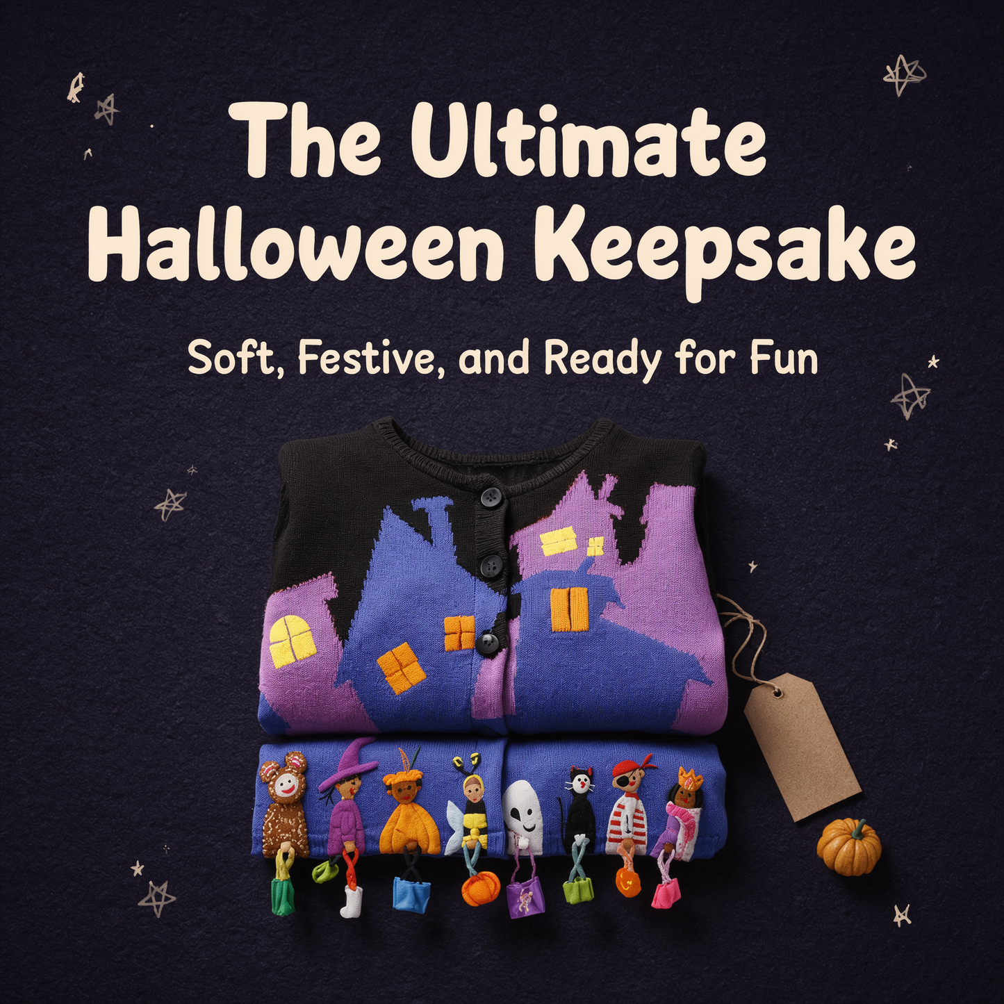 🎃 HALLOWEEN HOLIDAY FLASH SALE | Kids Spooky Haunted House Knit Cardigan