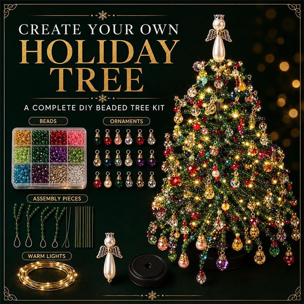 🔥Christmas Sale🎁🎄✨ DIY Beaded Christmas Tree Kit – 🎅Create Your Own Sparkling Holiday Decoration