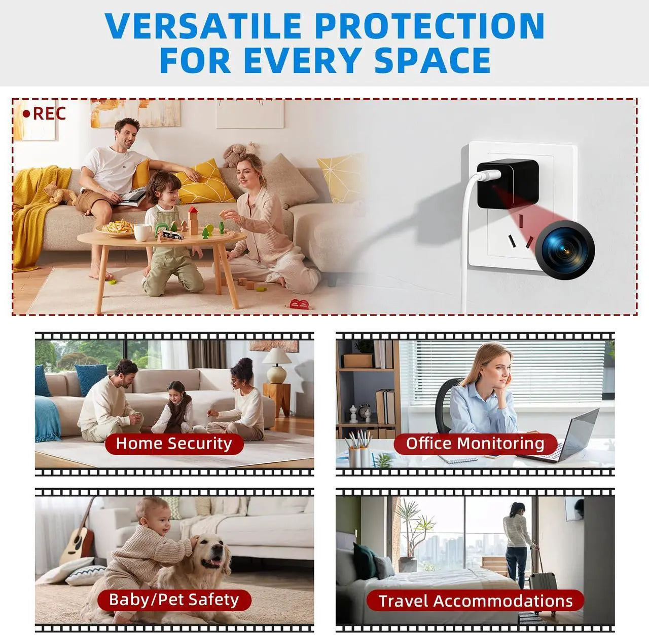SafePlug™ Smart Security Camera Charger – 1080P HD Home Monitoring Without WiFi