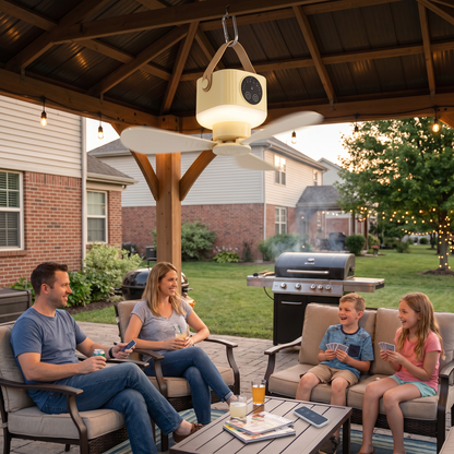 🏕️ Portable Camping Fan with LED Light & Remote Control