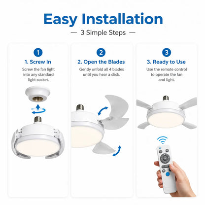 Screw-In 4-Head Socket Fan Light with Remote
