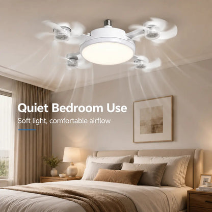 Screw-In 4-Head Socket Fan Light with Remote