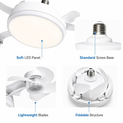 Screw-In 4-Head Socket Fan Light with Remote