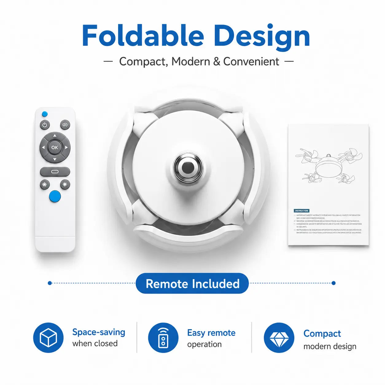 Screw-In 4-Head Socket Fan Light with Remote