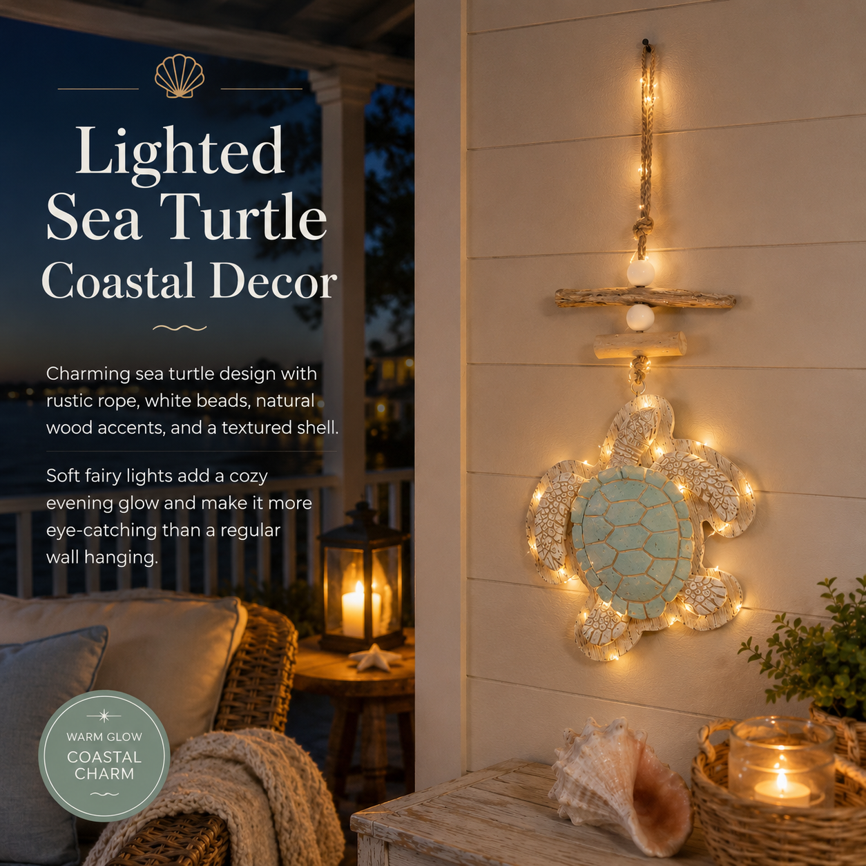 🐢Lighted Coastal Sea Turtle Wall Decor with Remote