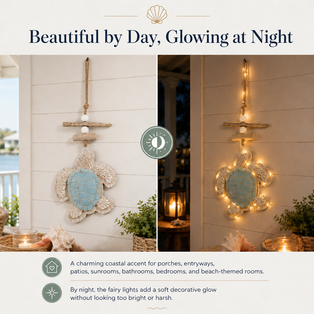 🐢Lighted Coastal Sea Turtle Wall Decor with Remote