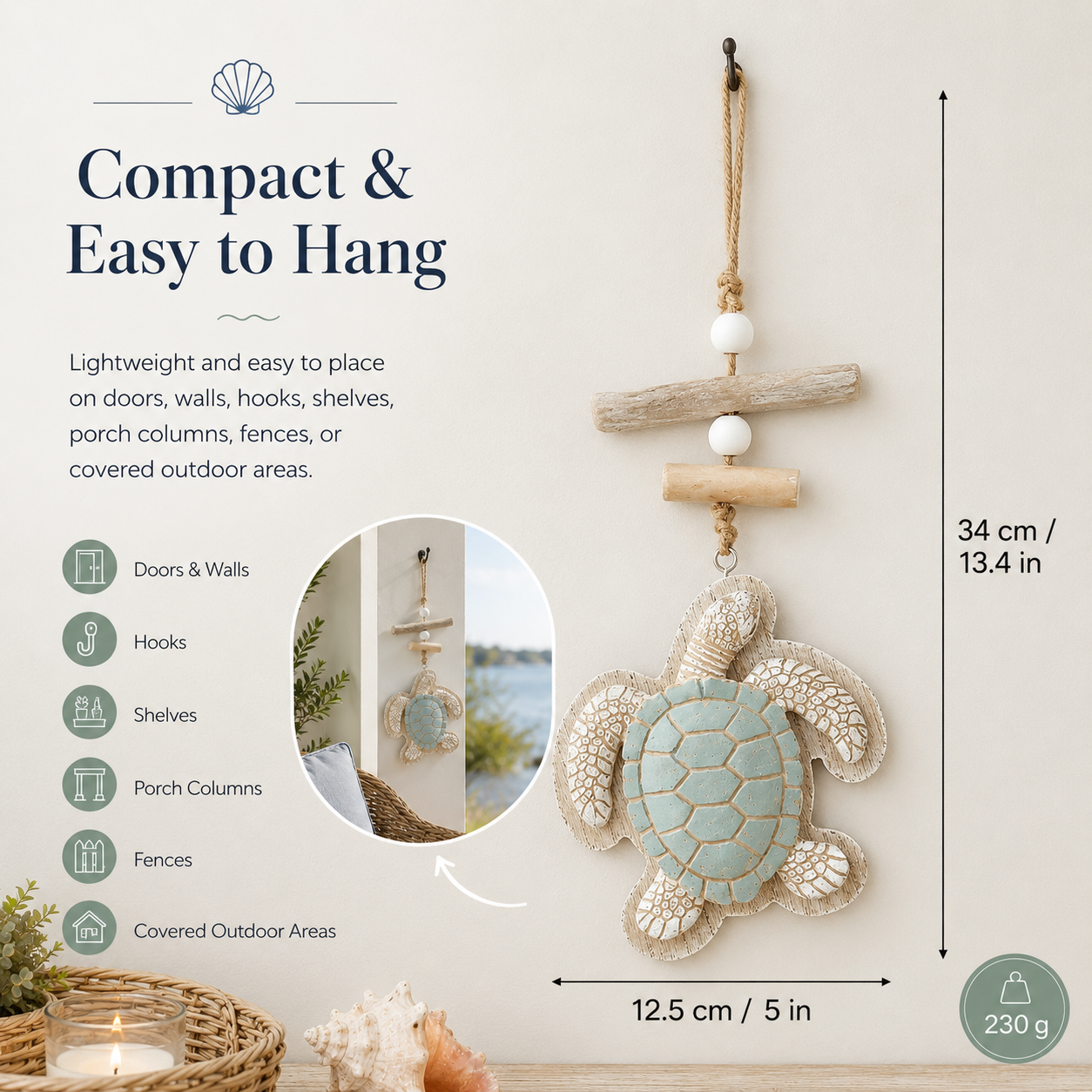 🐢Lighted Coastal Sea Turtle Wall Decor with Remote