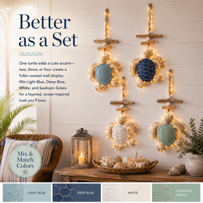 🐢Lighted Coastal Sea Turtle Wall Decor with Remote
