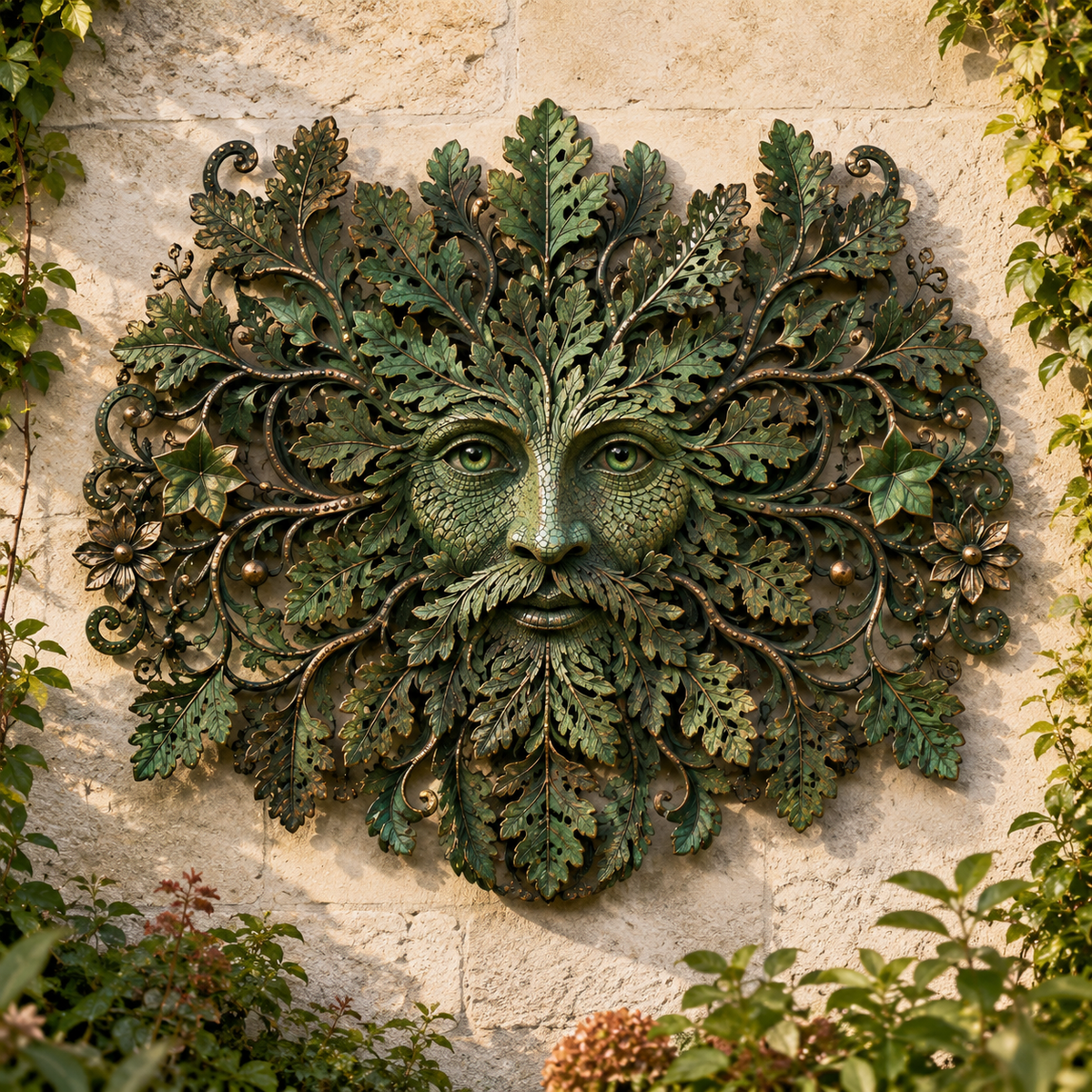 Green Man Forest Spirit Metal Wall Decor