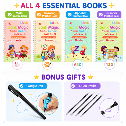 💥📚MagicBook | Kids Practice Copybook Set (4Pcs/Set)