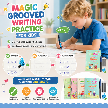 💥📚MagicBook | Kids Practice Copybook Set (4Pcs/Set)