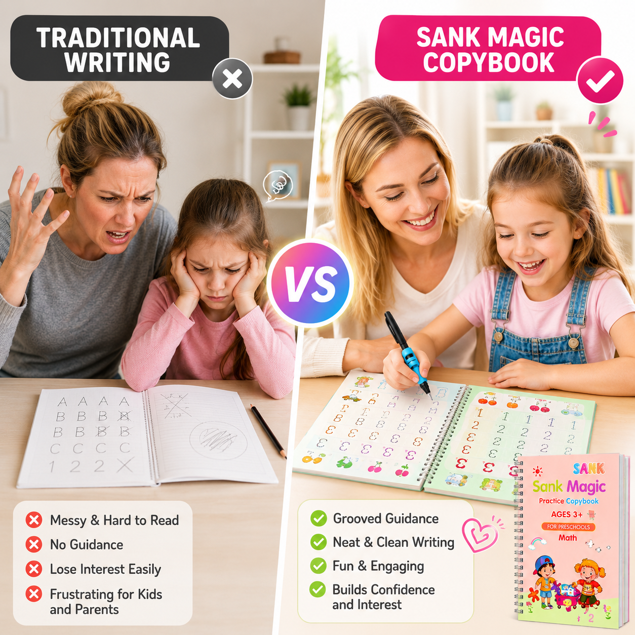 💥📚MagicBook | Kids Practice Copybook Set (4Pcs/Set)