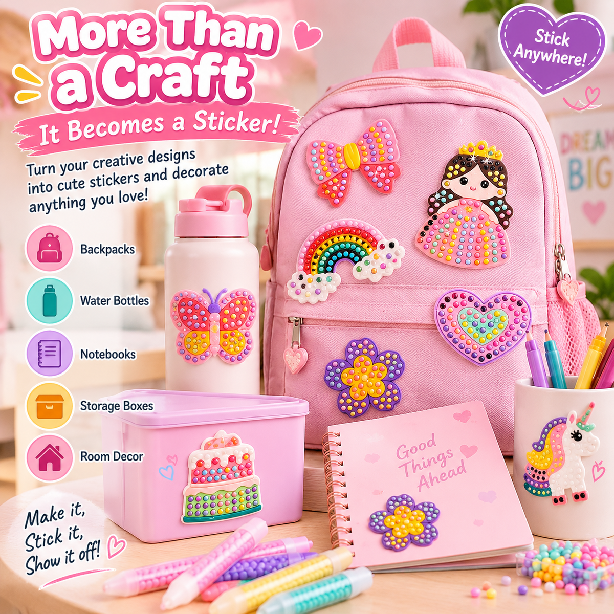 DIY Bead Sticker Craft Kit for Kids – Create, Peel & Decorate