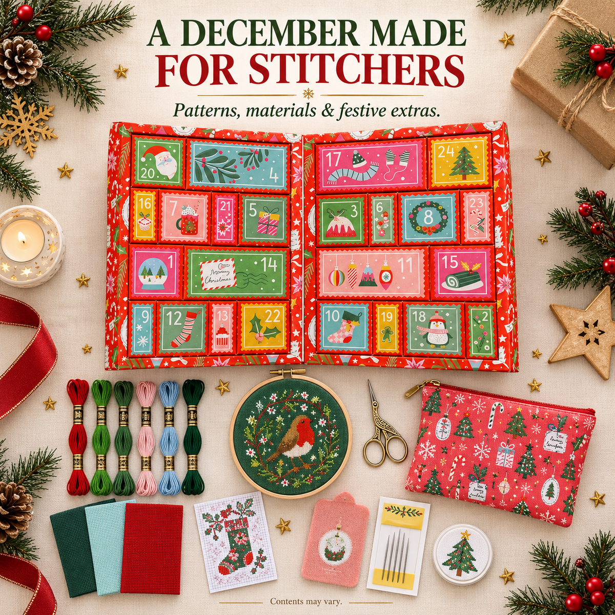 🎄🧵 2026 Cross Stitch Advent Calendar Box | 24 Days of Stitching Surprises for a Magical December 🎁 ✨