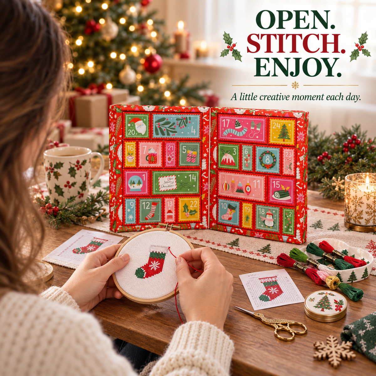 🎄🧵 2026 Cross Stitch Advent Calendar Box | 24 Days of Stitching Surprises for a Magical December 🎁 ✨