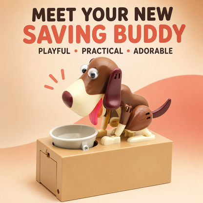 🐶 Hungry Dog Coin Bank – Interactive Saving Toy for Kids & Adults – Batteries Not Included