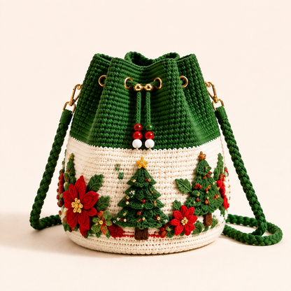 🎄Christmas Crochet Bucket Crossbody Bag 🎅