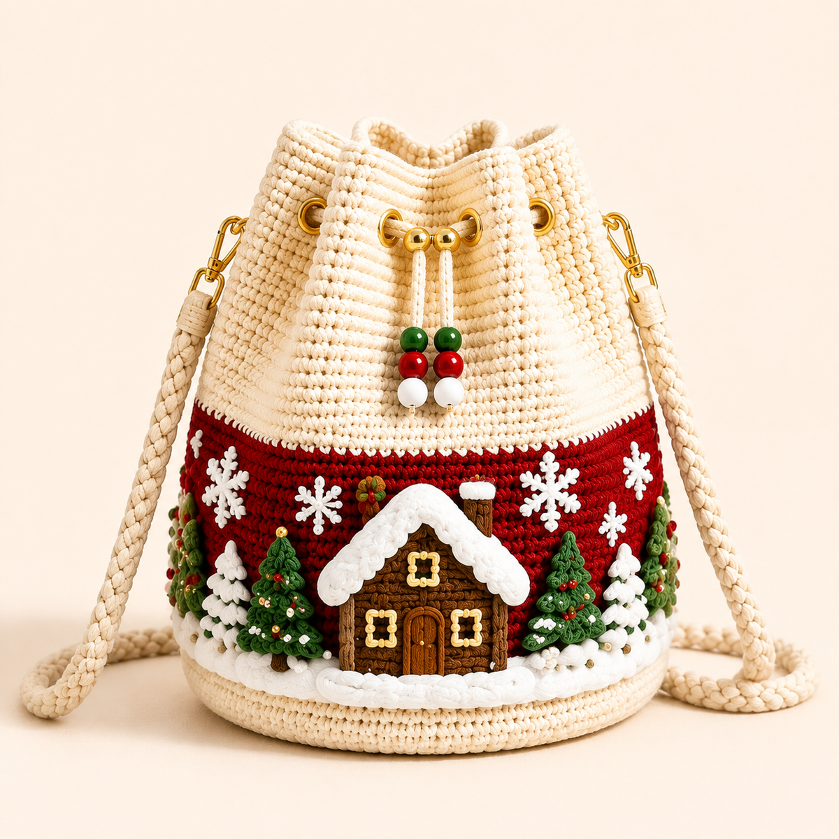 🎄Christmas Crochet Bucket Crossbody Bag 🎅