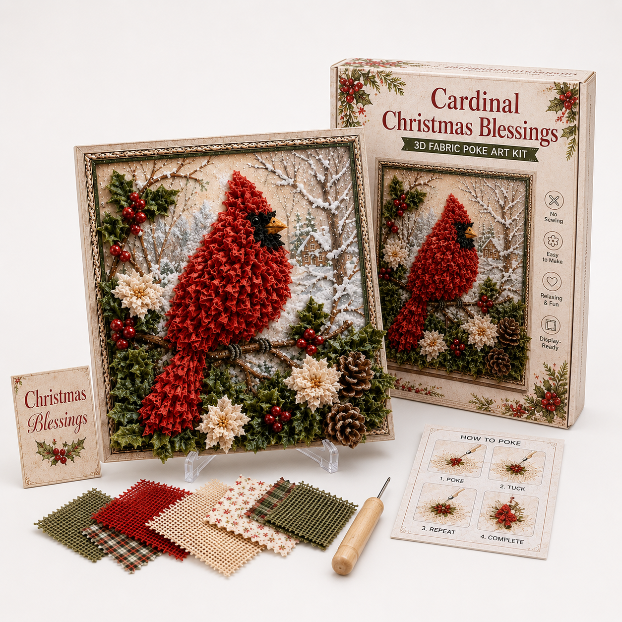 🎄 Christmas 3D Fabric Art Kit | Turn Tiny Fabric Pieces Into Holiday Magic