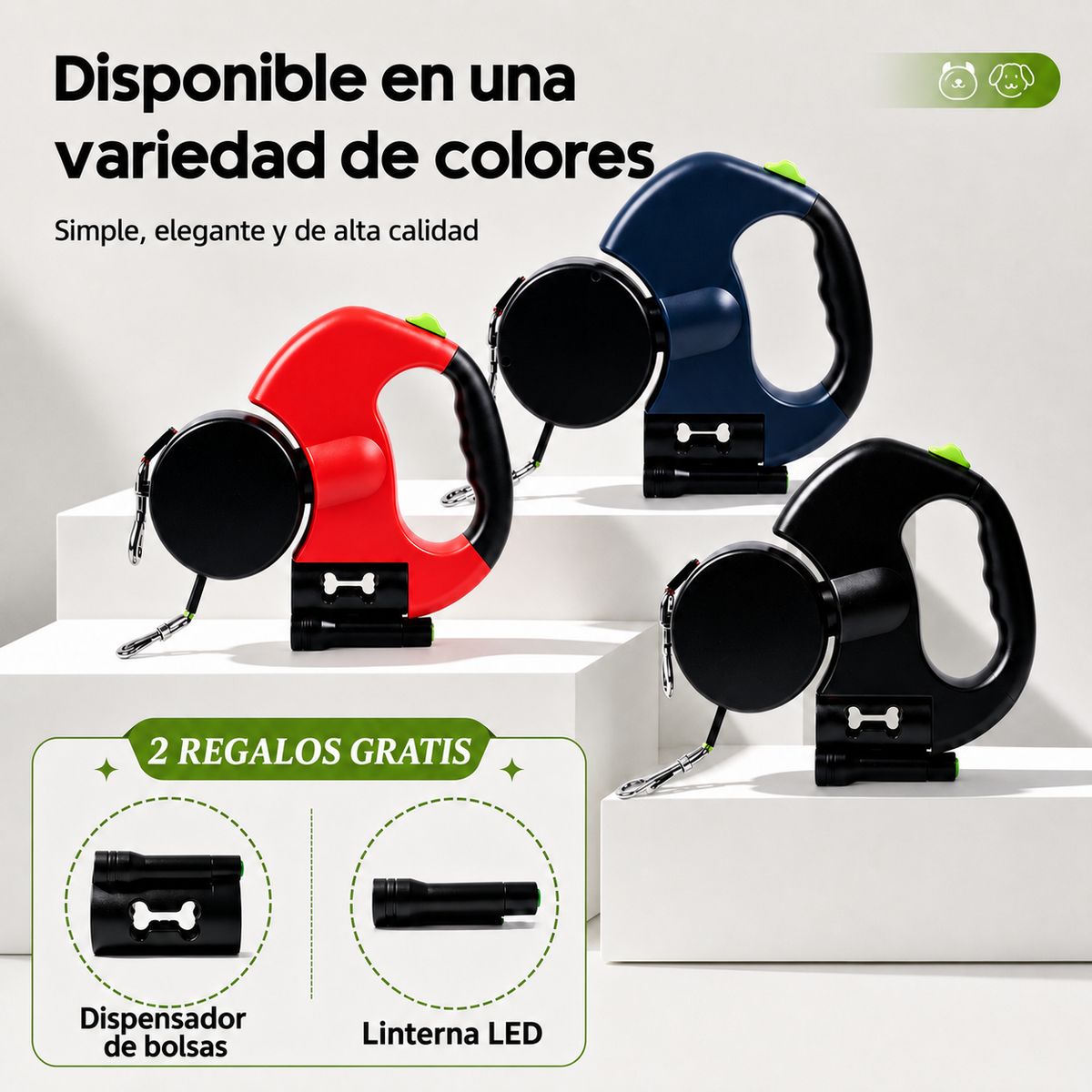 DuoLeash™ — Correa retráctil doble para 2 perros