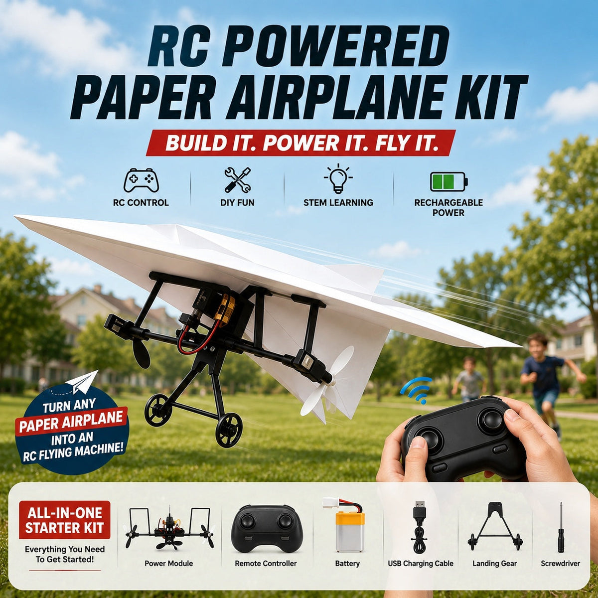 ✈️RC Powered Paper Airplane Kit – Build, Control & Fly Your Own Plane