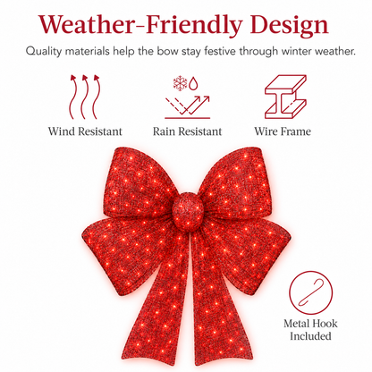 🔥🎄 48-Inch Lighted Christmas Bow 🎀