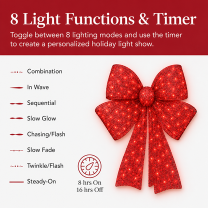 🔥🎄 48-Inch Lighted Christmas Bow 🎀