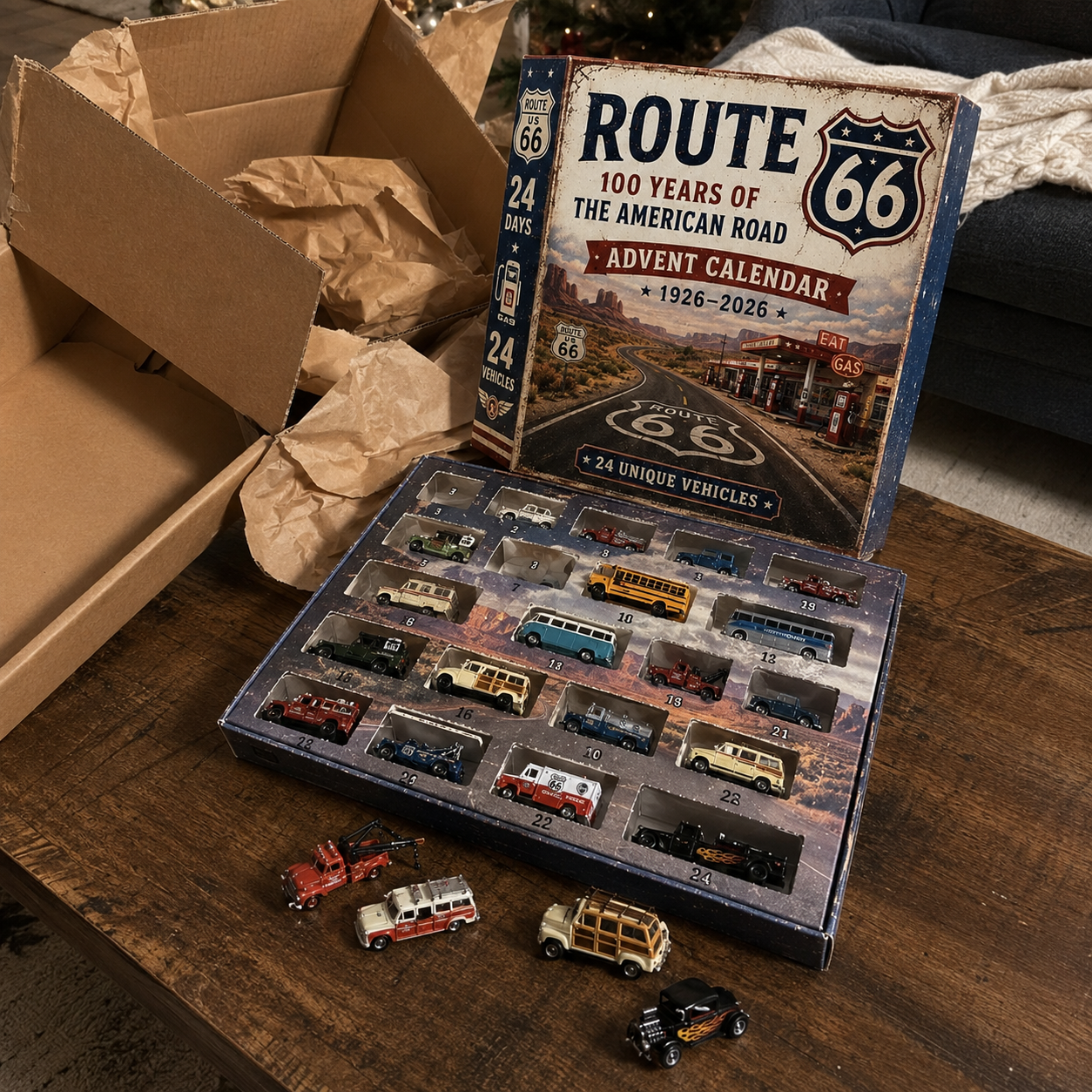 🚗Route 66 Centennial Advent Calendar – 24 Days of American Road Legends | 1926–2026 Collector’s Edition