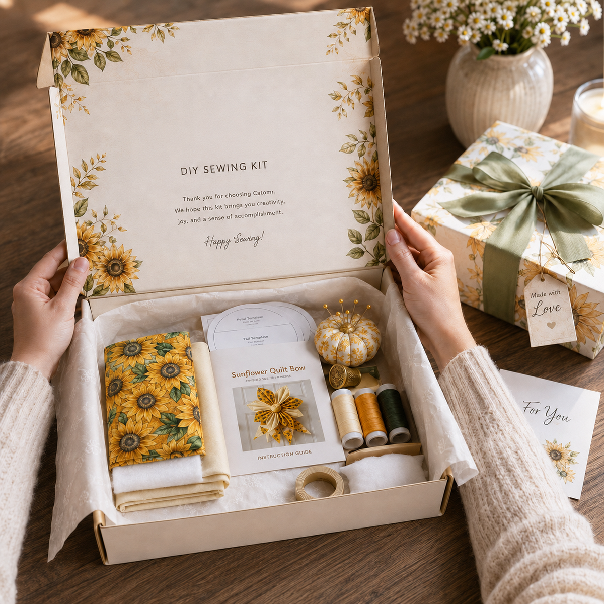 🔥Last Day Sale - Large Patchwork Bow Sewing Kit | Complete Kit with All Tools & Step-by-Step Guide Included 💕
