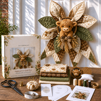 🔥Last Day Sale - Large Patchwork Bow Sewing Kit | Complete Kit with All Tools & Step-by-Step Guide Included 💕