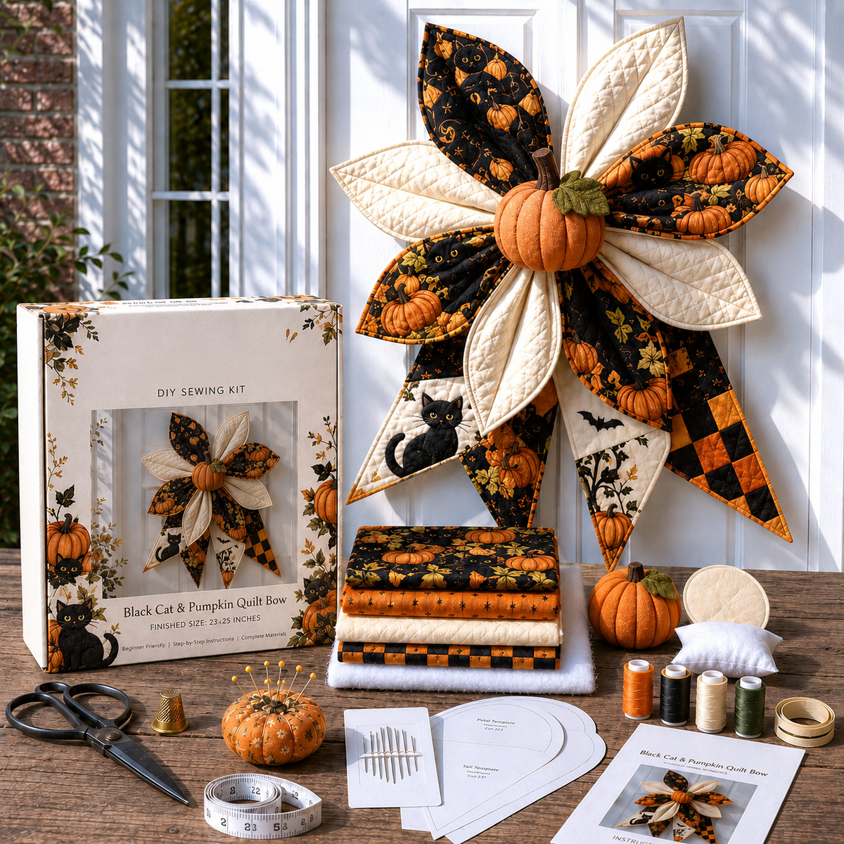 🔥Last Day Sale - Large Patchwork Bow Sewing Kit | Complete Kit with All Tools & Step-by-Step Guide Included 💕