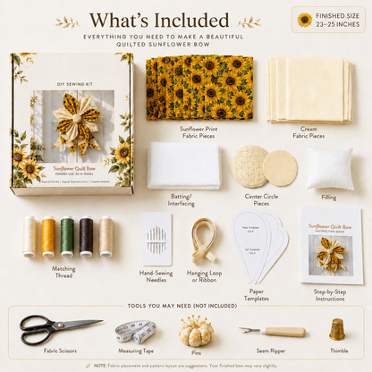 🔥Last Day Sale - Large Patchwork Bow Sewing Kit | Complete Kit with All Tools & Step-by-Step Guide Included 💕