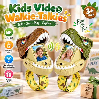 Kids Video Walkie-Talkies 2-Pack, Dinosaur Wrist Two-Way Video Chat Toy