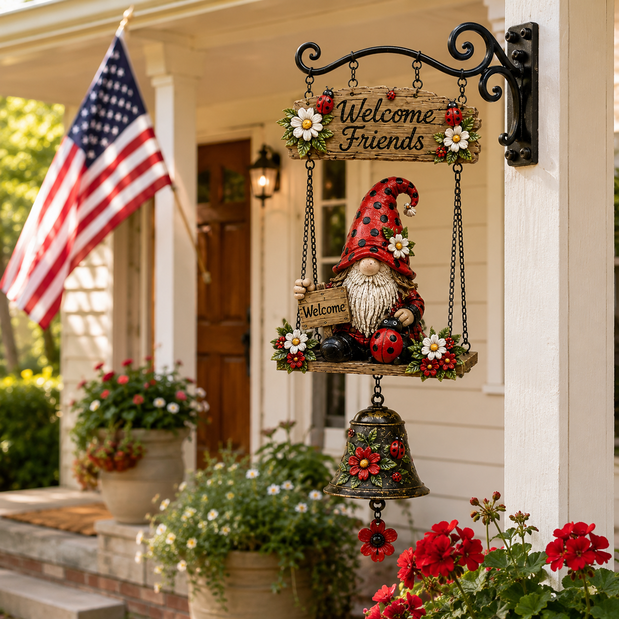 🔥 Rustic Garden Gnome Bell Outdoor Decor 🐞🌼